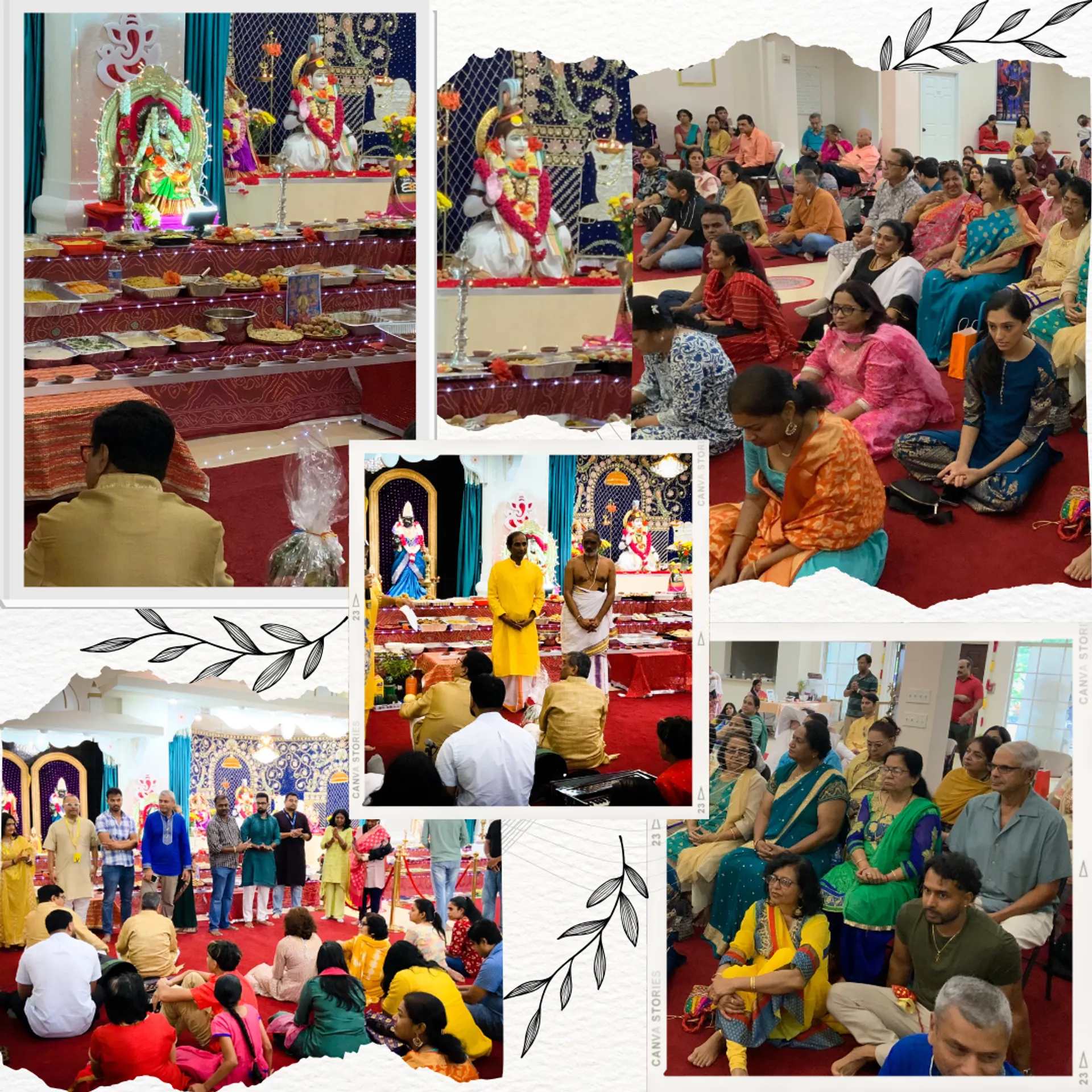 Devotees gathered for a community meal offering at the temple