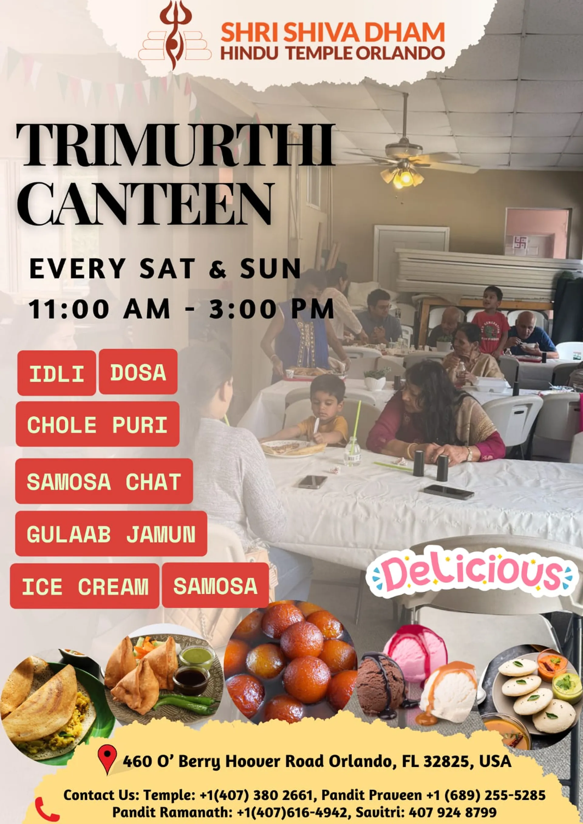 The Trimurthi Canteen serving devotees at the temple