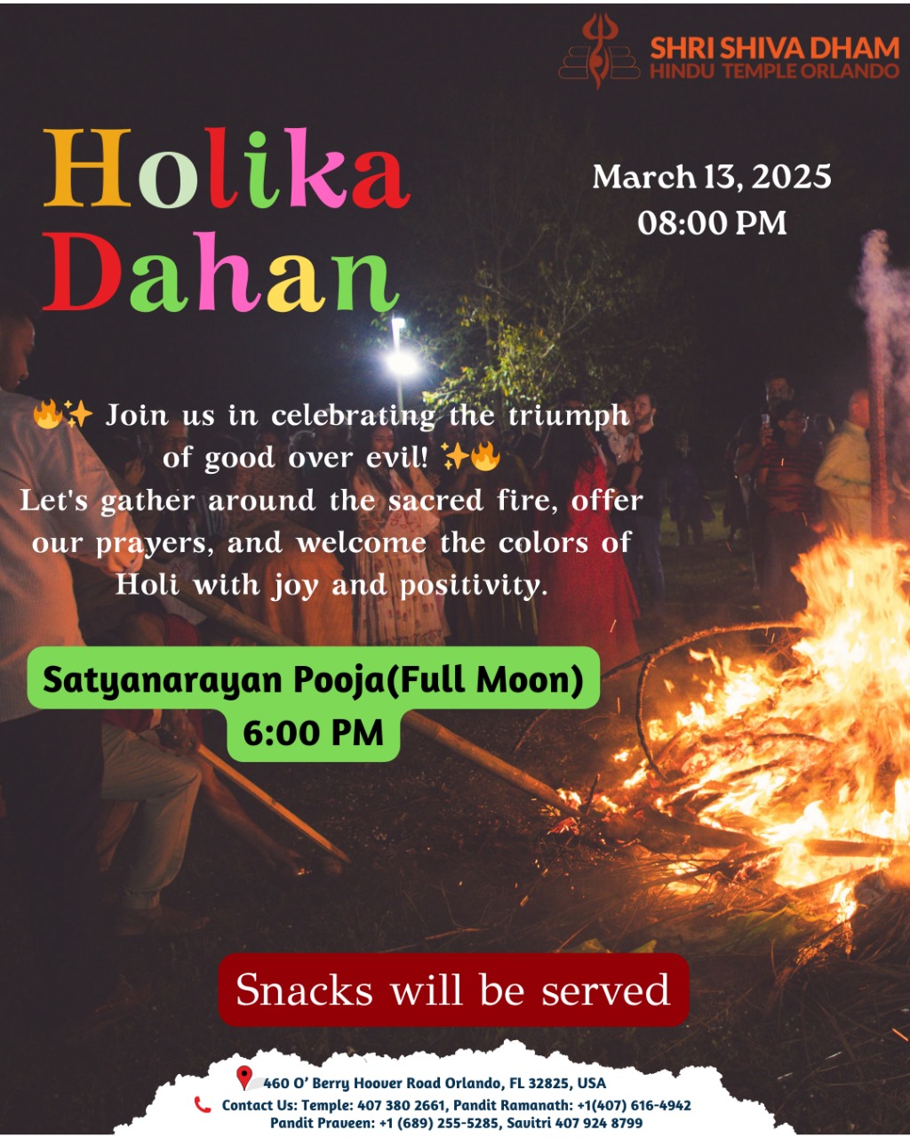 Holika Dahan & Satyanarayan Pooja