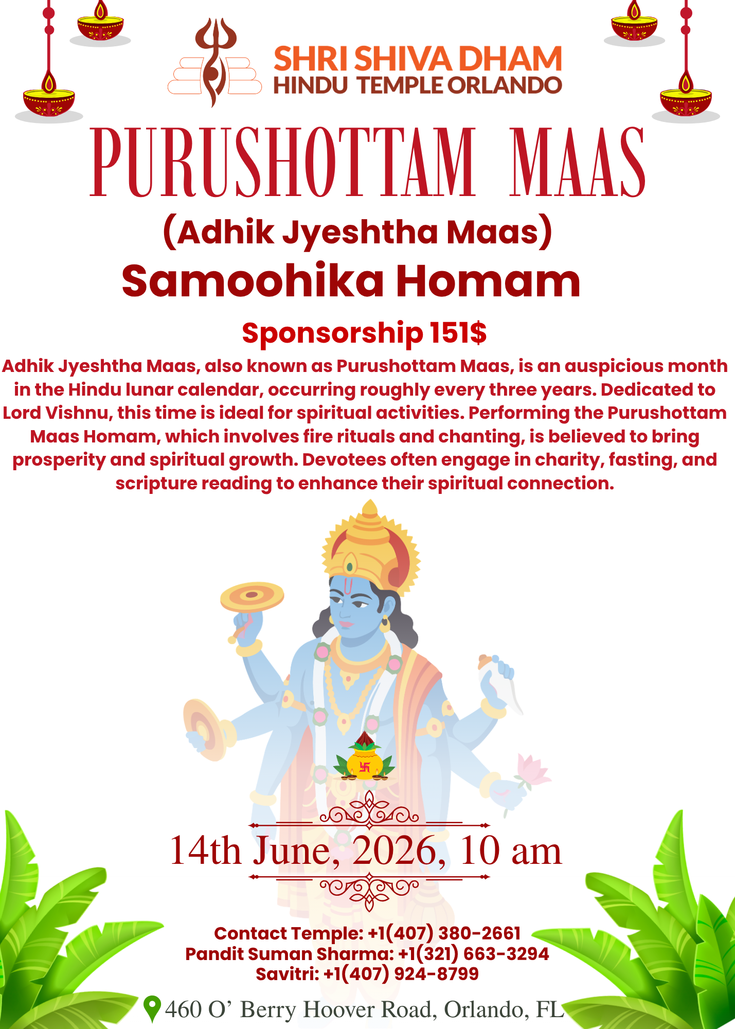 Purushottam Maas Samoohika Homam